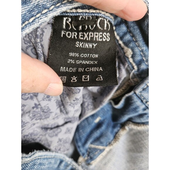 BE ROCK FOR EXPRESS Jeans Women's 28 (30x31.5) Blue Low-Rise Skinny Denim GUC - Picture 4 of 12